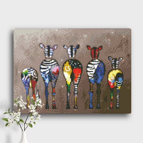오늘의오브제 DIY 보석십자수 캔버스형 40x30cm, A3_10_COLORFUL GIRAFFE 2, 1개