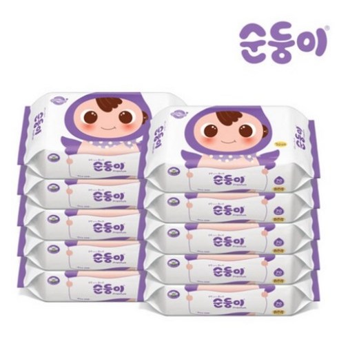 순둥이 프리미엄 엠보싱 물티슈 리필형 65sgm, 70매, 10팩