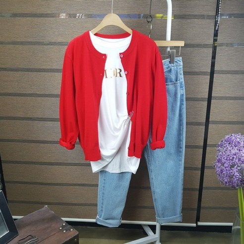 상상그이상 여성용 캐시미어 데일리 라운드 니트 가디건