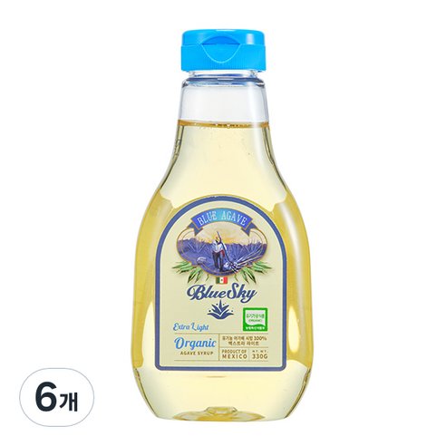BlueSky 유기농 아가베 시럽 엑스트라 라이트, 330g, 6개