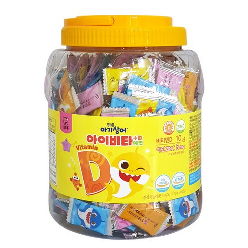 태양생활건강 핑크퐁 아기상어 아이 비타D 플러스 아연 600g, 500정, 1개