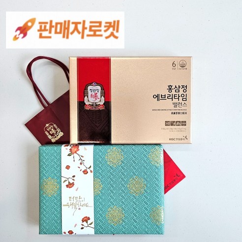 정관장 홍삼정 에브리타임 밸런스 20포 200ml 정품 쇼핑백 백화점 포장 선물세트, 전통녹색, 10ml
