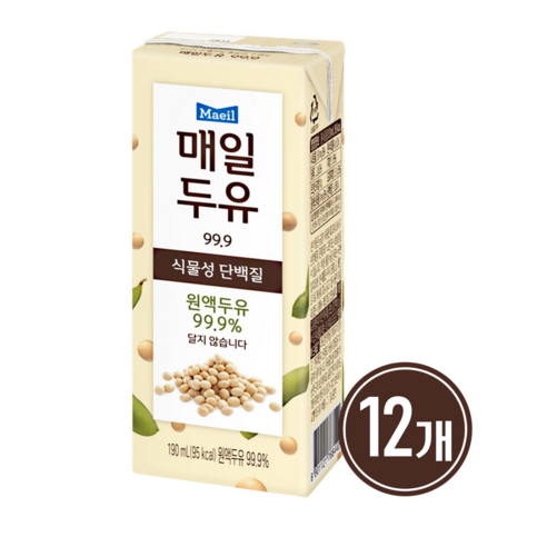 매일두유 오리지널(99.89%) 단백한 맛 190ml x 12팩