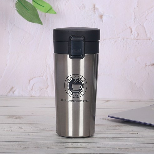 ZZJJC 아이디어 보온병 아이디어 텀블러 아웃도어 보온병, 스테인리스 스틸 본색, 380ml
