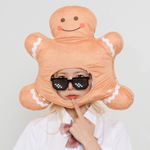말랑마쥬 인생네컷 동물 캐릭터 모자 할로윈 파티 소품, 1개, 쿠키맨