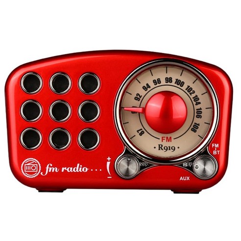 AFBEST R919 레트로 라디오 블루투스 스피커 구식 클래식 스타일의 FM 라디오 블루투스 TF 카드 슬롯 레드, 빨간