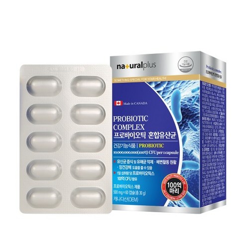 내츄럴플러스 프로바이오틱 혼합유산균 500mg x 60캡슐, 1정, 500mg, 1개