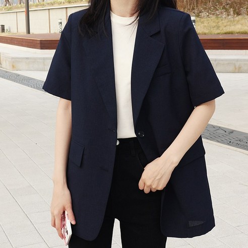 (국내 자체 제작)(당일 발송) 투버튼 반팔 자켓 (7color)