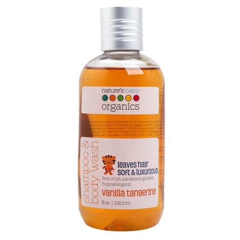 네이쳐스베이비오가닉스 샴푸 & 바디워시, 바닐라 탠저린, 236.5ml
