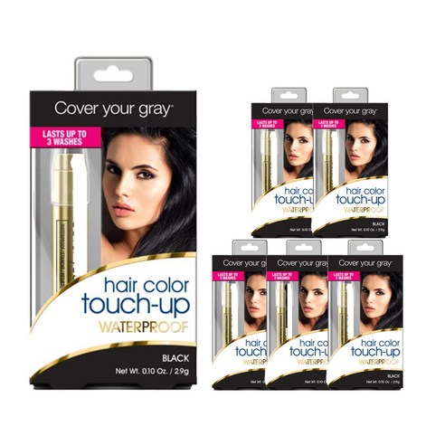 커버유어그레이 헤어 컬러 터치 업 워터프루프 2.9g, Black, 6개