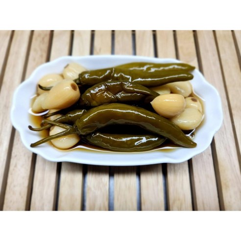 1+1 매콤한 청양 간장고추 알마늘절임 장아찌 반찬 1kg 2개