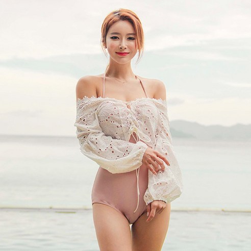 DFMEI 새로운 수영복 원피스 솔리드 컬러 집결 얇은 수영복 여성 여름, DFMEI 핑크색