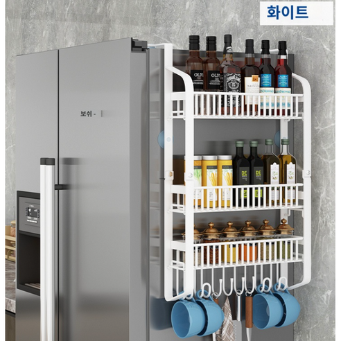 사이다숍 공간활용 끝판왕 냉장고자석 거치대 선반, 화이트