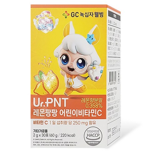 GC녹십자웰빙 유어피엔티 캐치티니핑 레몬팡팡 어린이 키즈 비타민C, 2g, 30개 GC녹십자웰빙 유어피엔티 캐치티니핑 레몬팡팡 어린이 키즈 비타민C, 2g, 30개