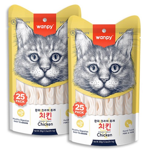 완피 크리미 퓨레 25P x2개 짜먹는고양이간식 츄르, 2개, 350g, 닭고기25p
