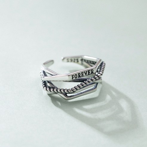 KORELAN한국 동대문 다층 짜임 반지 여자 검지 s925 순은 태은 복고 개성 과장