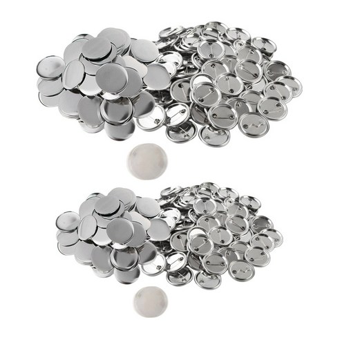 배지 메이커 기계 공예 공예 애호가를위한 100sets 빈 버튼 배지 부품, 하얀, 금속