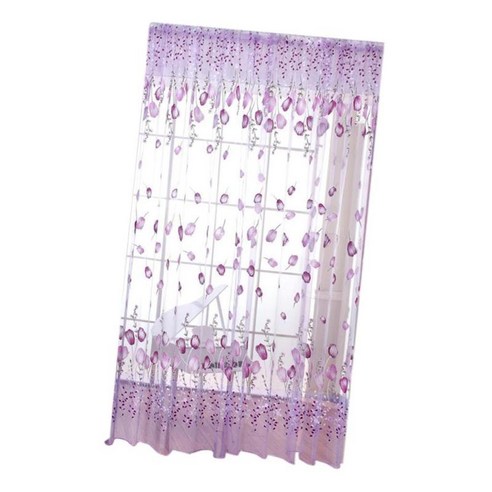 해바라기 꽃 꽃꽂이 Voile 창 커튼 드레이프 패널 깎아 지른듯한 스카프 장식 100x200cm, 보라색