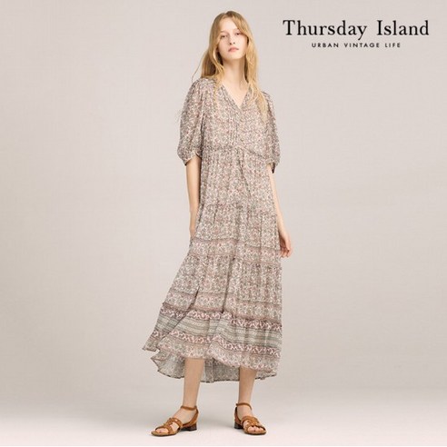 써스데이아일랜드 [Thursday Island] 레이스업 보더 원피스(T224MOP304W)