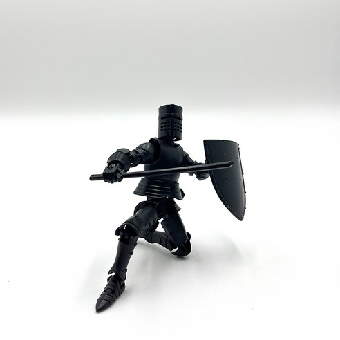 3D프린팅 다관절 DIY 액션 피규어 중세시대 기사 데스크탑 장식 키덜트 장난감, 블랙(Black)