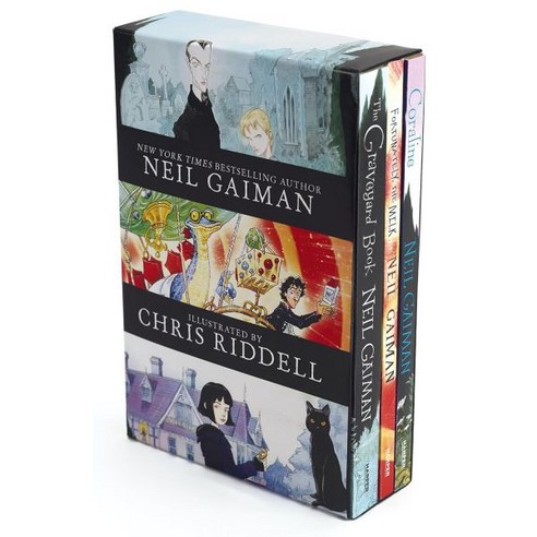 Neil Gaiman/Chris Riddell 3Book Box 세트(Set): Coraline; 묘역책; 다행히도 우유