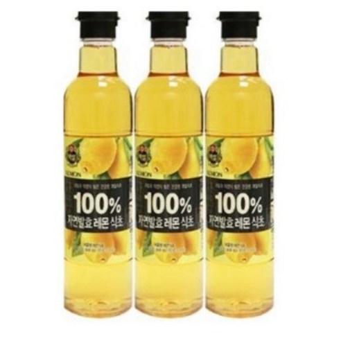 (상온)cj제일제당(주) 100%자연발효 레몬식초, 3개, 800ml