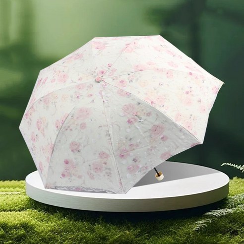 Modlauna 여성 플라워 레이스 양산 3단 접이식 우산 튼튼한 UV차단 우양산