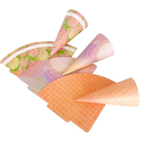 풍선 꽃다발 포장지 35x35 꼬깔 아이스크림 콘 와플 인형 사탕 꽃풍선 포장, 1세트, C로맨틱(1세트 10매입)