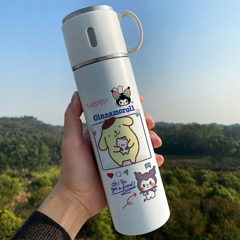 옥 개 보온병 만화 귀여운 패션 학생 간단한 일본식 대용량 물 컵 뚜껑 음료수, XA1150 만화, 350ml 뚜껑 수 컵