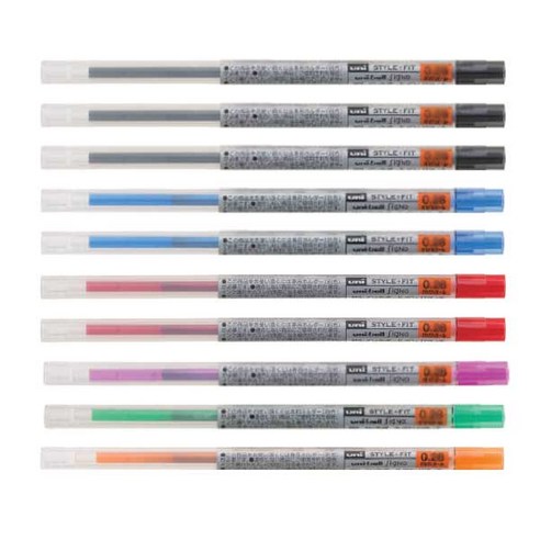 유니 스타일핏 리필심 0.38mm UMR-109-38, 흑3청2녹1분홍1주황1
