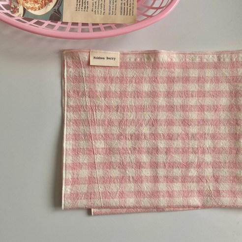 패브릭덮개 전자레인지 커버 체크테이블매트 촬영소품, 3.연핑크, 1개, 40*30