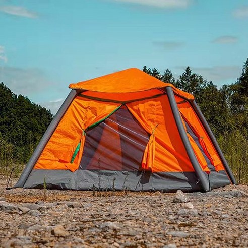 Senro 에어텐트 원터치쉘터 PU3000방수천막 이중층 사각 텐트 3-4인, 오렌지 Best Top3
