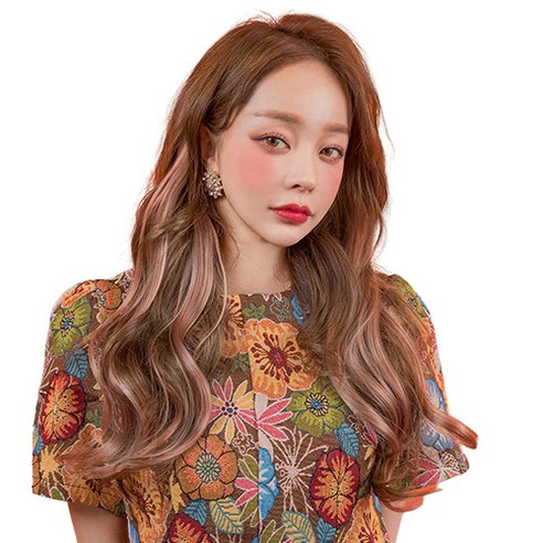 가발매니아 스트레이트 퍼트널컬러 붙임머리, 리빙코랄, 3개