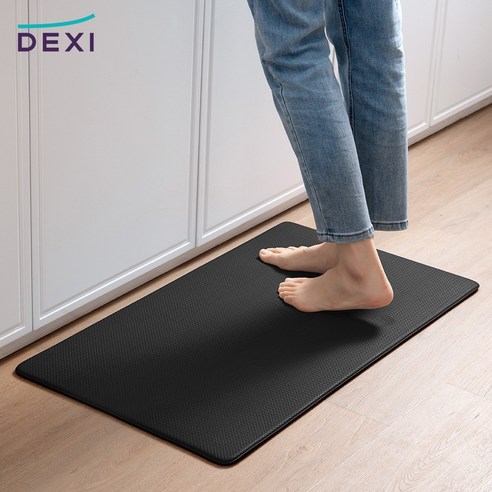 DEXI 쿠션 싱크대 방수 PVC 주방매트, 블랙