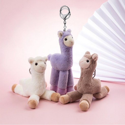 뽀바투 말랑빈 파인드로우 알파카 인형 가방 키링 봉제인형 18cm, 핑크 Best Top5