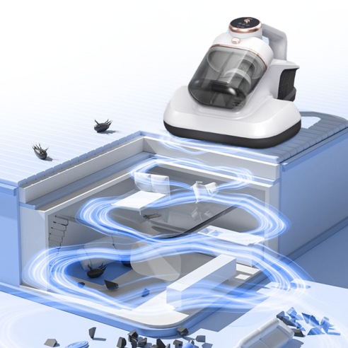 HU LULU 무선 스마트 다용도 UV살균 침구청소기 진드기 청소기, 화이트