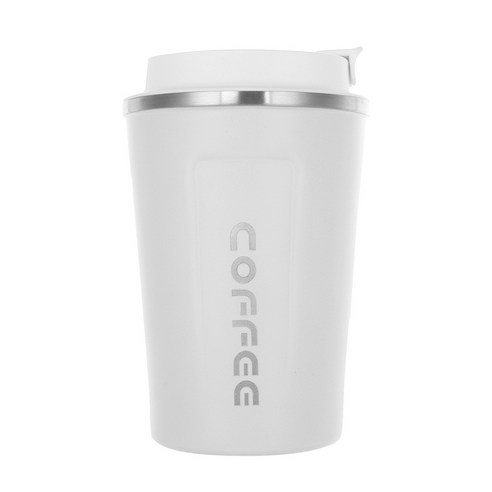 KORELAN 304 스테인리스강 진공 보온 커피 컵 500ml 비즈니스 사무컵 야외 여행 자동차 컵, 이대백색, 350ml