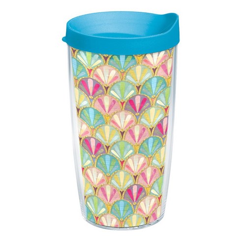 Tervis 이중벽 텀블러 트래블 리드 포함 텀블러/콜드컵, Mermaid Scallop, 473ml