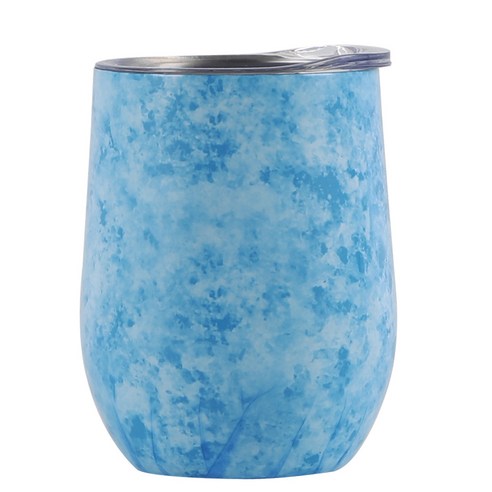 물컵 스테인리스강 와인컵 U형 계란 보온컵 달걀껍질 컵, 푸른 도리, 12oz