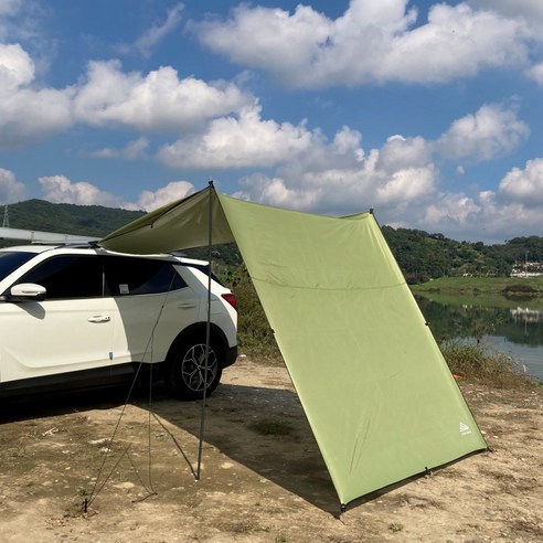 차량용어닝 승용차 SUV 흡착판 어닝 타프 사이드어닝 차박 캠핑 자동차 그늘막, 그린, 옵션3, 미추가