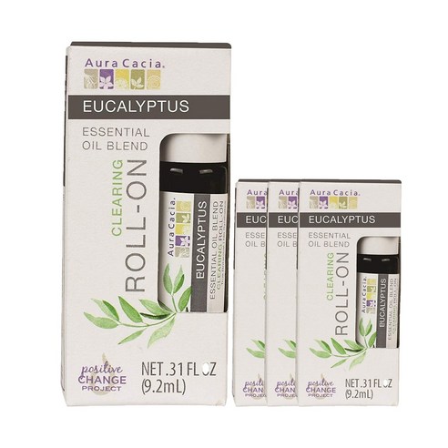 아우라카시아 에센셜 오일 블렌드 클리어링 롤-온 유칼립투스, 9.2ml, 4개