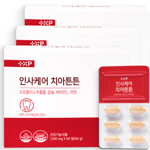 튼튼 치아 뼈 형성 면역력 한번에 치아 건강 케어, 3박스, 60정