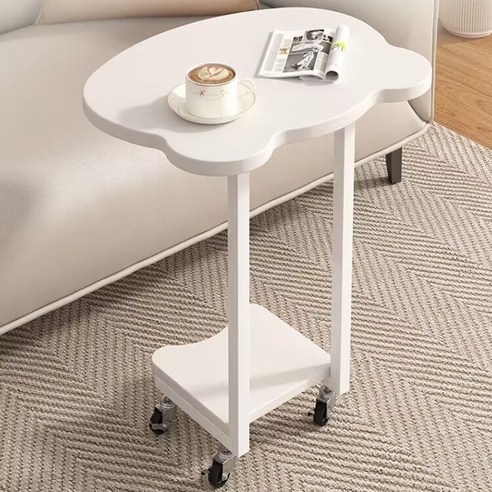 이동식 사이드곰돌이 테이블 다용도 수납 선반 사이드 테이블 협탁 침대협탁, 흰색
