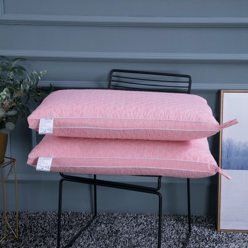[LM] 100% 폴리에스테 섬유 정형외과 목 베개 호텔 기억 베개 건강한 잠 베개, Low pillow, Medium pink