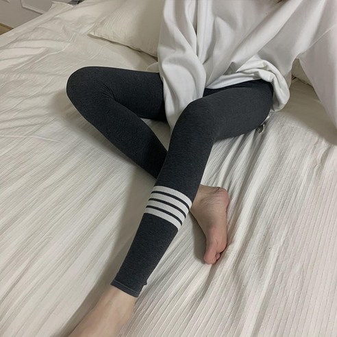 KORELAN키다리 긴바지 미니멈 가을 스트라이프 레깅스 스포츠 속바지 캐주얼 팬츠 여성복 트렌드