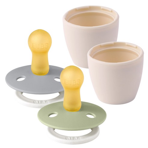 빕스 컬러 고무 쪽쪽이+실리콘캡 2p 세트, 2단계(6~18개월), 세이지나이트+클라우드나이트
