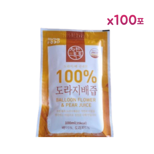 착한톡톡 100% 도라지배즙, 100ml, 100개