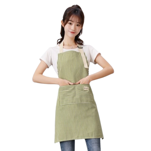무무 면 린넨 까페 카페 식당 꽃집 앞치마, 1장, 연두
