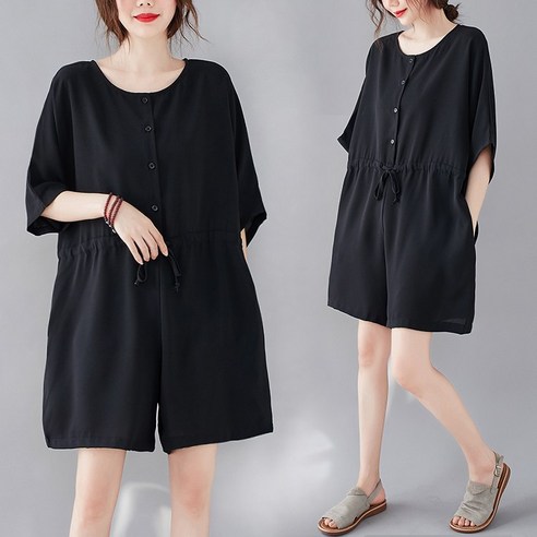 베리위시 메이디 반팔 라운드 점프수트와 반바지 세트 나이키점프수트