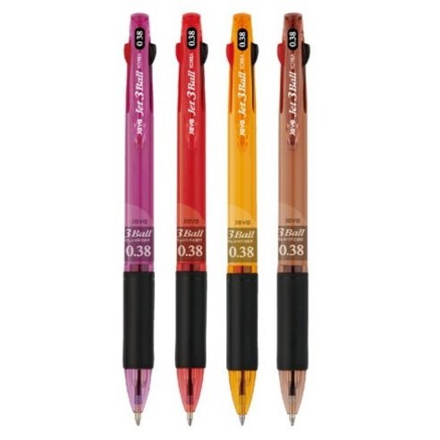 자바펜 제트3볼 3색 볼펜 0.38mm, 레드, 15개